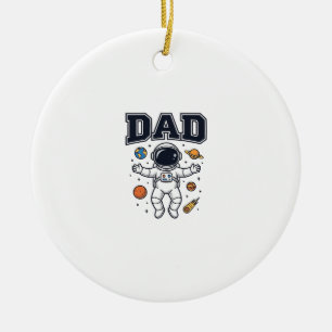Dad Astronaut Space Vector Shirt Design_1 Ceramic Tree Decoration