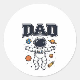 Dad Astronaut Space Vector Shirt Design_1 Classic Round Sticker