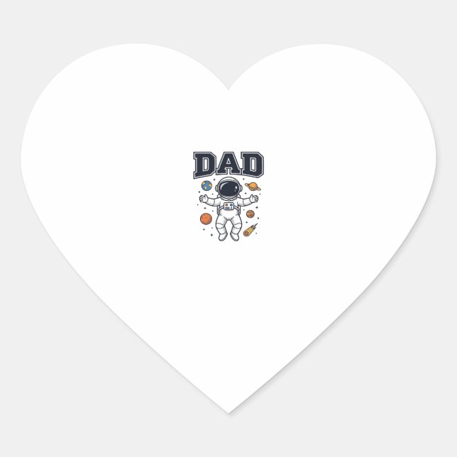 Dad Astronaut Space Vector Shirt Design_1 Heart Sticker (Front)