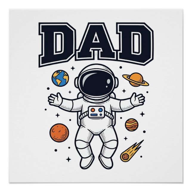 Dad Astronaut Space Vector Shirt Design_1 Poster (Front)
