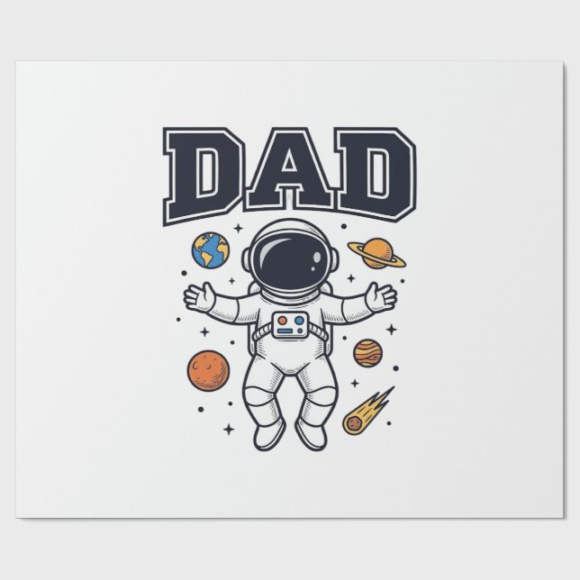 Dad Astronaut Space Vector Shirt Design_1 Wrapping Paper (Flat)