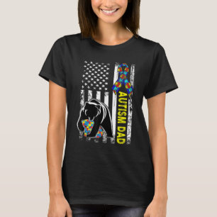 Dad Autism Awareness American Flag Gift For Men Da T-Shirt