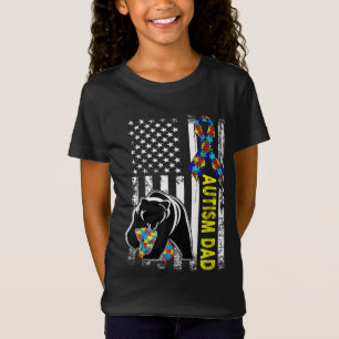 Dad Autism Awareness American Flag Gift For Men Da T-Shirt