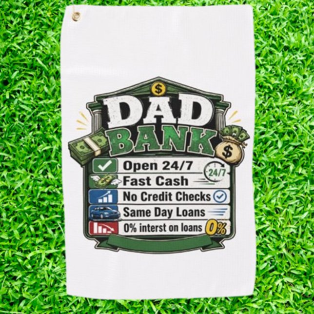 Dad bank golf towel ( If you want to give Dad a golf gift he’ll truly treasure, Dad Bank are a perfect choice.)