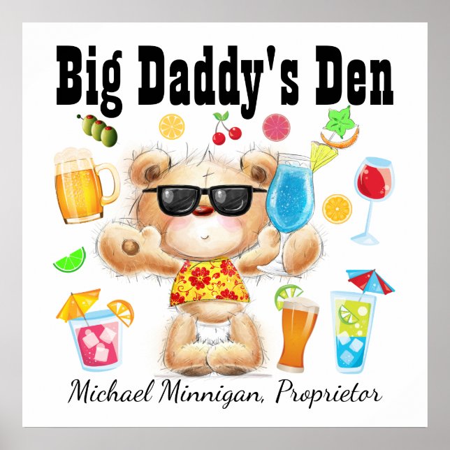 Dad / Bar / Man Cave Cocktail Poster (Front)