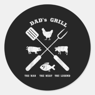 Dad Barbecue Grill The Man Meat Legend Funny Grill Classic Round Sticker