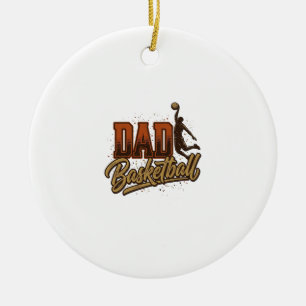 Dad Basketball Vintage Engraving Shirt Design_1 Ceramic Tree Decoration