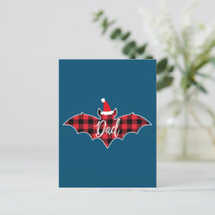 Dad Bat Christmas Papa Pajama Red Plaid Buffalo Postcard
