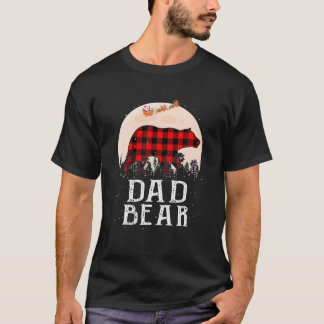 Dad Bear Christmas Pajama Red Plaid Buffalo T-Shirt