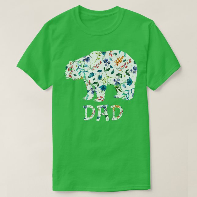 Dad Bear Floral Gifts Matching Family Flower Premi T-Shirt (Design Front)