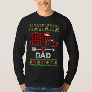 Dad Bear Santa Red Plaid Family Pyjamas For Christ T-Shirt