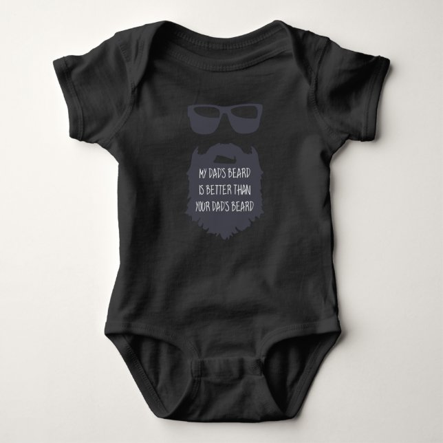 Dad beard Baby One Piece Body Suit black on black Baby Bodysuit (Front)