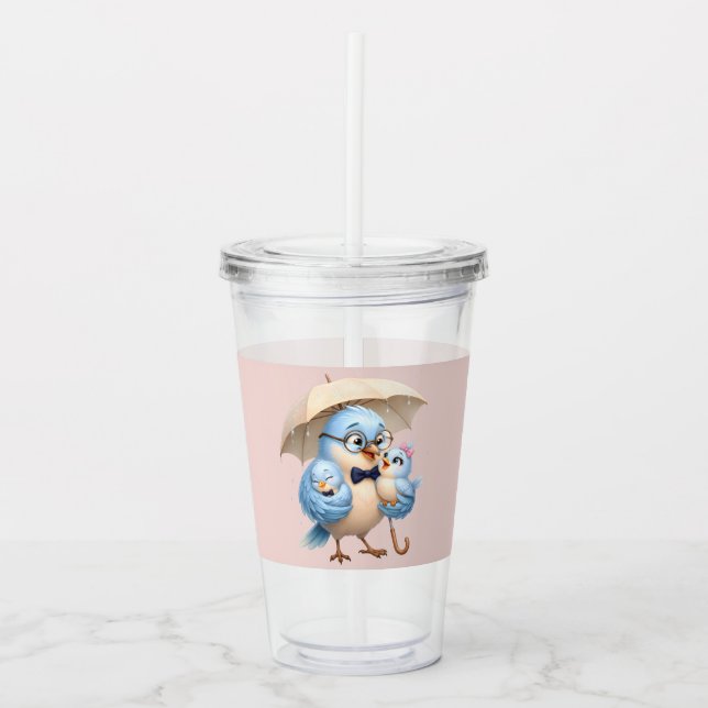 Dad Bird Acrylic Cup Cute Travel Design (Front)