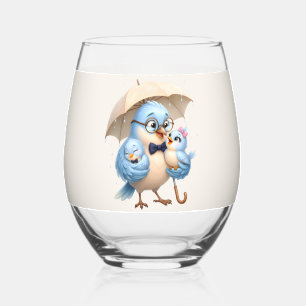 Dad Bird Stemless Glass Family Gift