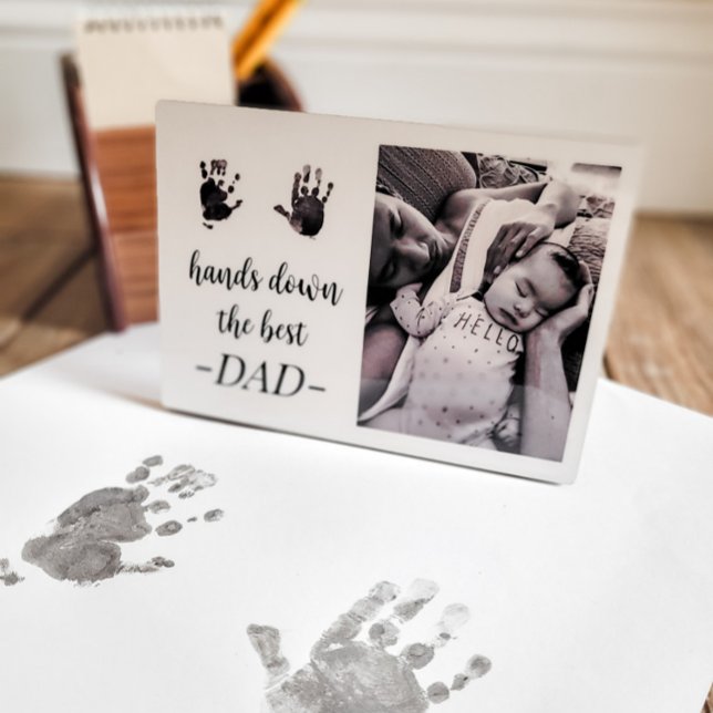 Dad Birthday Fathers Day Handprint Photo Plaque (Creator Uploaded)