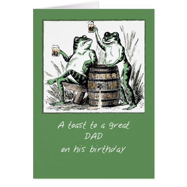Dad Birthday Frogs Toasting with Beer (Front)