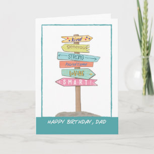 Dad Birthday Fun Sign Good Qualities Amazing Guy Card