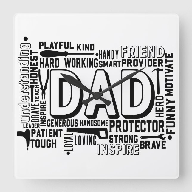 Dad birthday gift father father's day daddy gifts  square wall clock (Front)