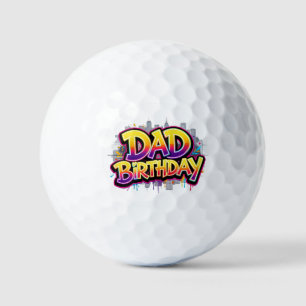Dad Birthday Rainbow City Graffiti Golf Balls