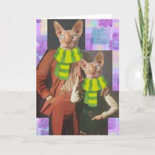 DAD BIRTHDAY RETRO CAT FUNNY GREETING CARD