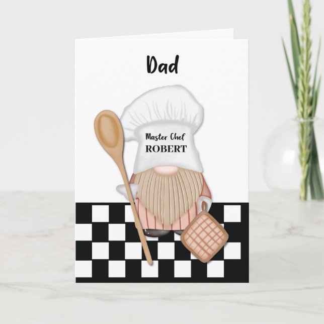 Dad Birthday Whimsical Gnome Chef Cooking Card (Front)