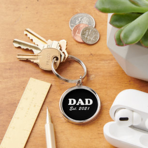 Dad black and white Custom Established date modern Key Ring