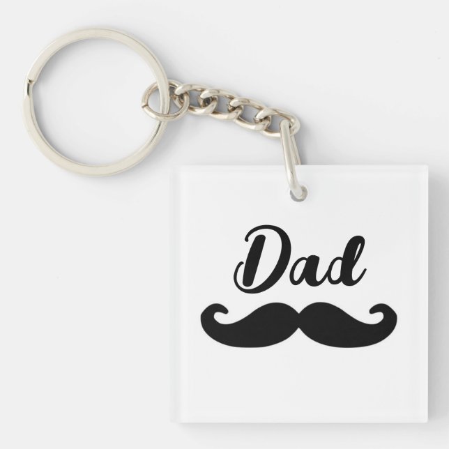Dad black handlebar moustache key ring (Front)