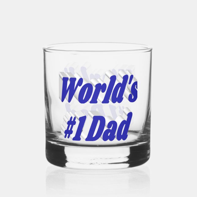 Dad blue half text Fathers Day Whiskey Glass (Front)
