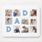 DAD Blue Letters Nine Family Photo Grid Collage