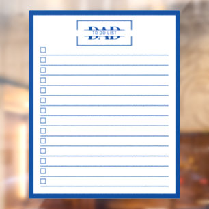 Dad Blue Monogram 20" x25" To Do List Dry Erase