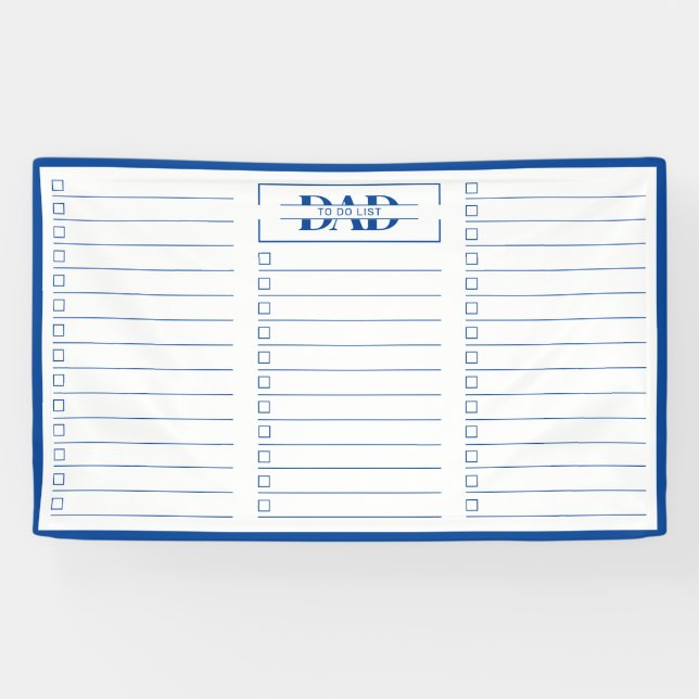 Dad Blue Monogram 3' x 5' To Do List Dry Erase Banner (Horizontal)