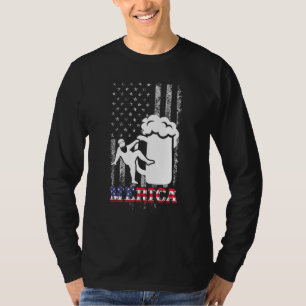 Dad Bod Merica Us American Flag Fat Party Drinking T-Shirt