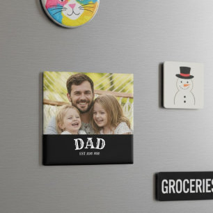 Dad Bold White Text Est Personalized 20XX Magnet