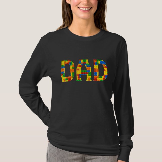 Dad Brick Builder  Blocks Master Builder Fathers D T-Shirt (Front)
