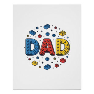 Dad Building Blocks Vintage Vector Design_1 Poster