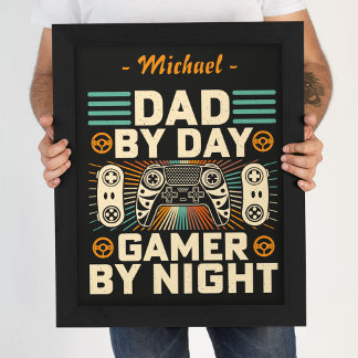 Dad by day Gamer by night customizable Poster
