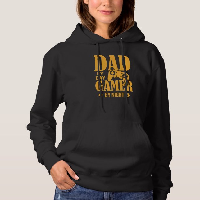 Dad By Day Gamer By Night Father Family Kids Paren Hoodie (Front)