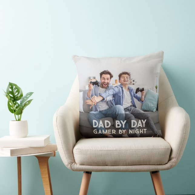 Dad By Day Gamer By Night Son And Dad Father's Day Cushion (Chair)