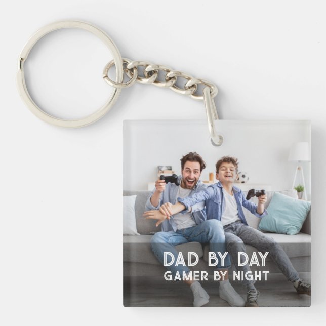 Dad By Day Gamer By Night Son And Dad Father's Day Key Ring (Front)