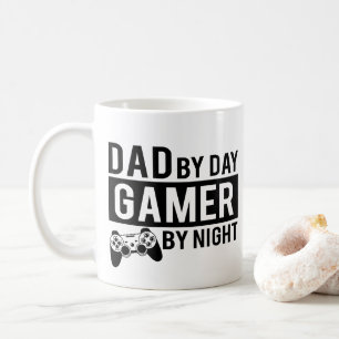 Dad by day gamer by night word art coffee mug