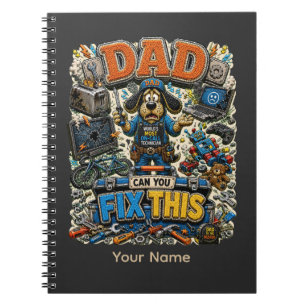 Dad Can Fix This Personalised Funny Dad T-Shirt, C Notebook