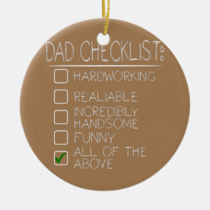 Dad Checklist Funny Happy Fathers Day Family Ceramic Tree Decoration