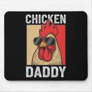 Dad Chicken Daddy Rooster In Shades, Retro Coop Pr Mouse Pad