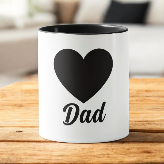 Dad - Classic Black Heart Typography Mug (Creator Uploaded)