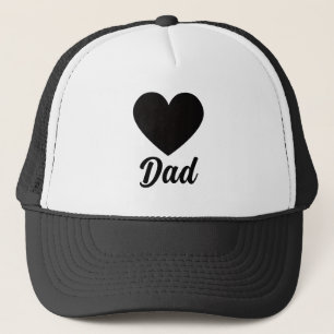 Dad - Classic Black Heart Typography Trucker Hat