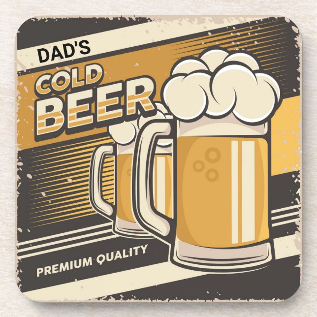 DAD Classic Cold Beer Throw Pillow Coaster (Front)