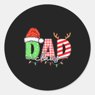 Dad Claus Xmas Christmas Lights Pajama Family Matc Classic Round Sticker