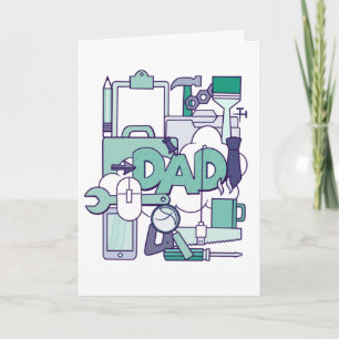 Dad collage with tools tech Fathers Day card