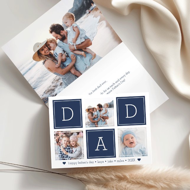 DAD Colorblock Photo Collage Father's Day Card (Creator Uploaded)