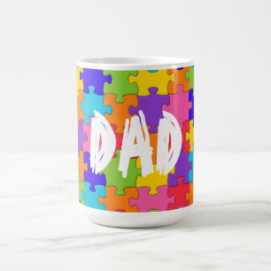 Dad Colourful Jigsaw Puzzle Pieces Happy Puzzler Coffee Mug